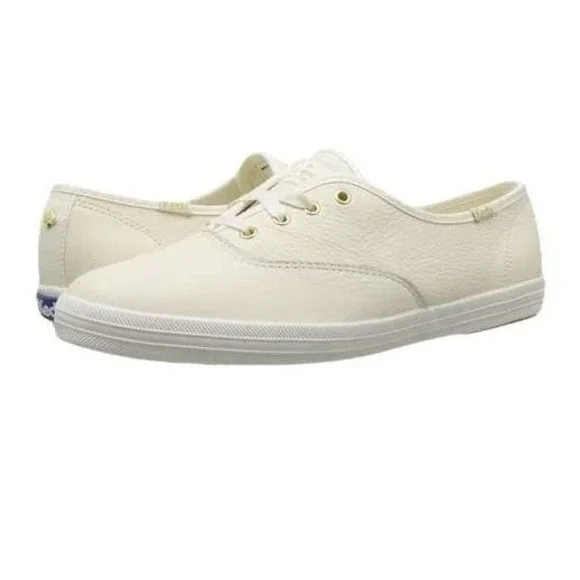 NWOT Women's Keds x Kate Spade NY Champion Cream Tumbled Leather Shoe Sz 9 - Picture 1 of 9